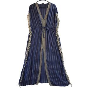 Blue Island Beach Swim Cover-Up Women's Size M Blue/White